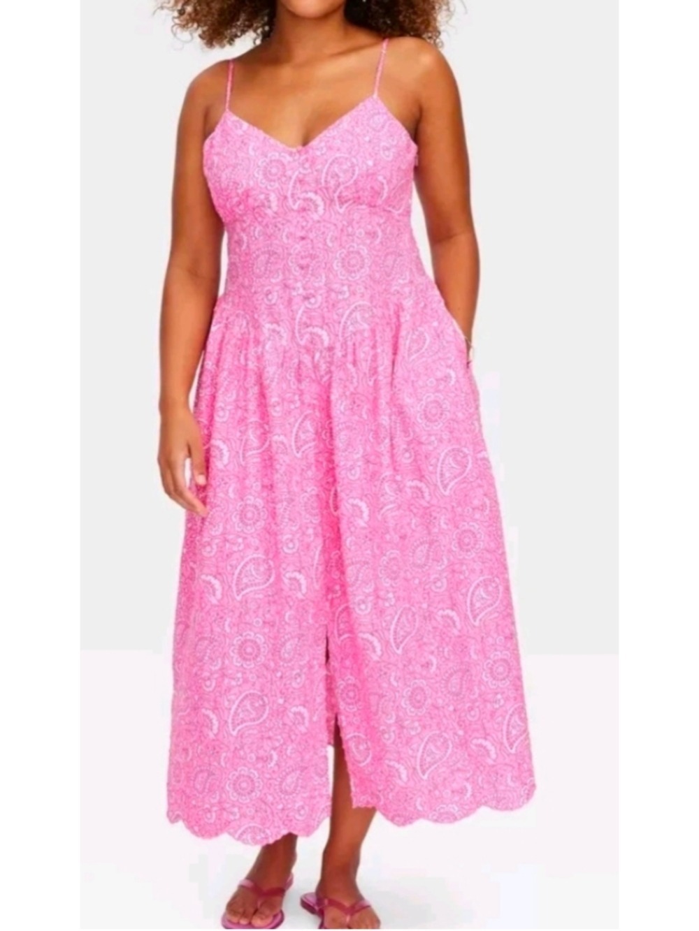 Target x Roller Rabbit Paisley Floral Drop Waist Midi A-Line Dress Pink Size L